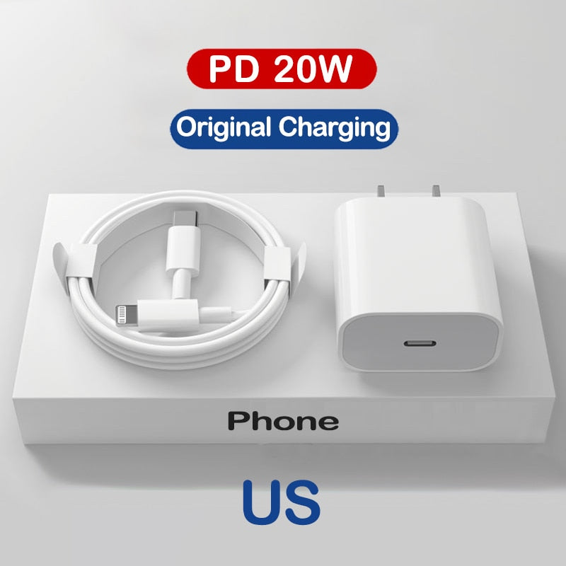 Original 30W Charger Fast Charging For iPhone 14 13 12 11 Pro Max X XS XR 8Plus AirPods Quick Adapter USB Type C To iPhone Cable